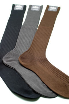 エジプト綿 ワイドリブ ロングホーズ