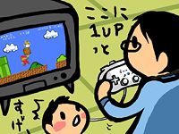 バーチャルコンソールでマリオをするの図