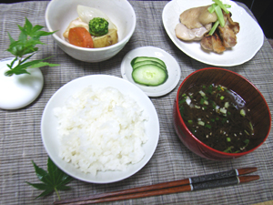 肉じゃがを器に盛り付けるイメージ